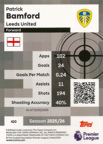 Fodbold kort Topps Premier League 2025/2026 - Pro Precision Patrick Bamford - Pokedexet