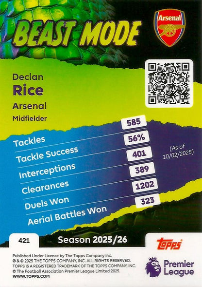 Fodbold kort Topps Premier League 2025/2026 - Beast Mode Declan Rice - Pokedexet