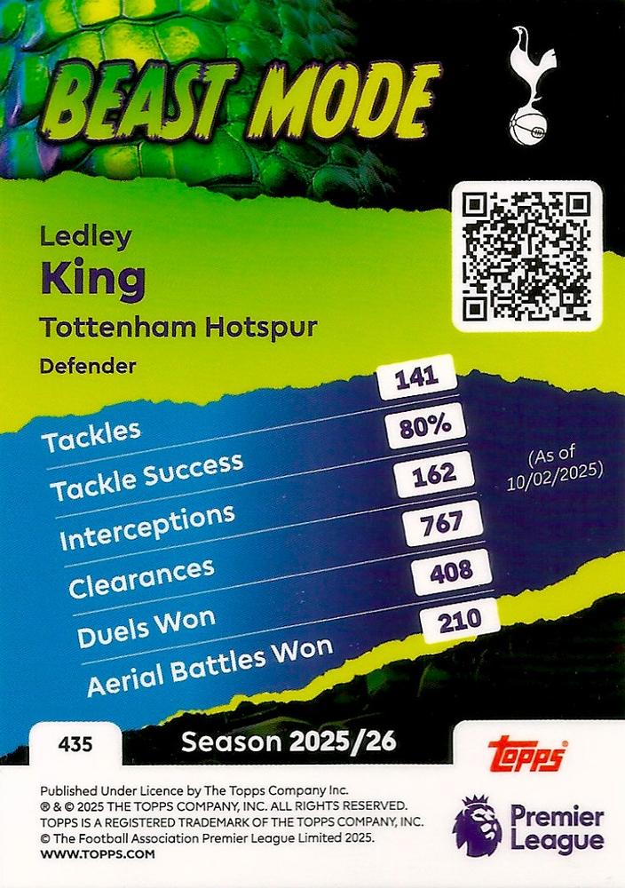 Fodbold kort Topps Premier League 2025/2026 - Beast Mode Ledley King - Pokedexet