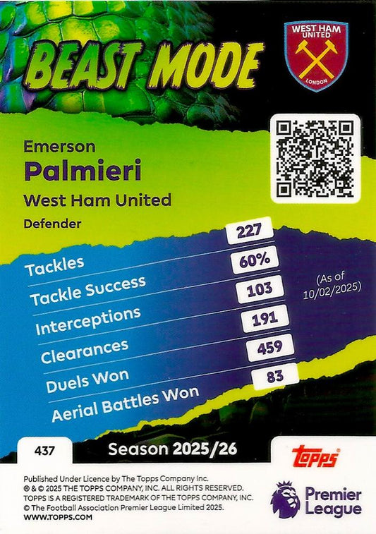 Fodbold kort Topps Premier League 2025/2026 - Beast Mode Emerson Palmieri - Pokedexet
