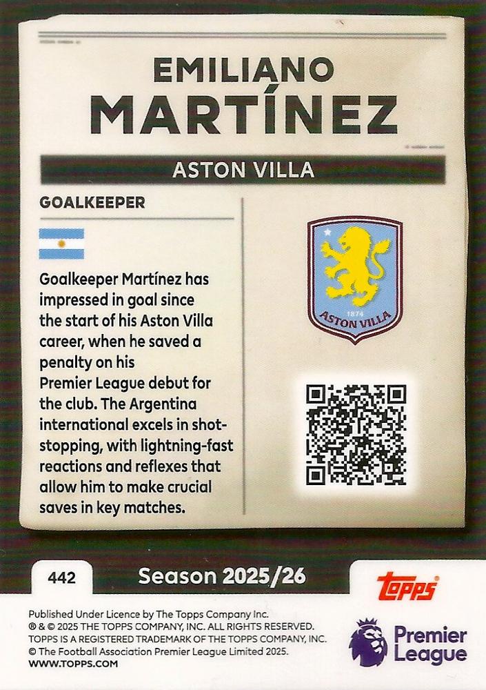 Fodbold kort Topps Premier League 2025/2026 - Headlines Emiliano Martinez - Pokedexet