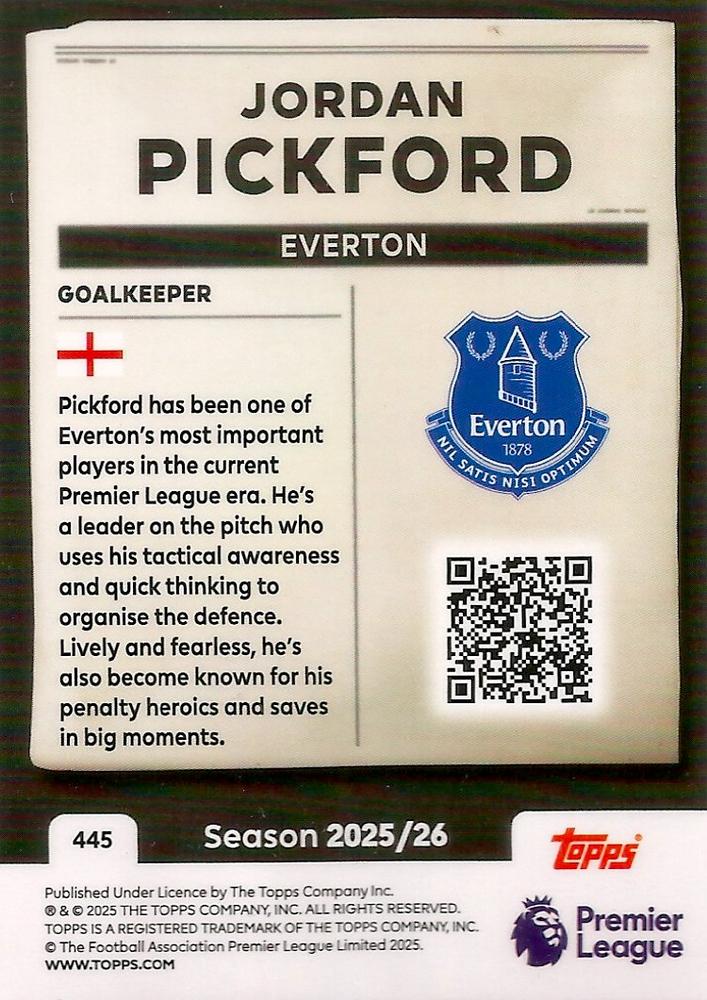 Fodbold kort Topps Premier League 2025/2026 - Headlines Jordan Pickford - Pokedexet