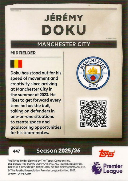 Fodbold kort Topps Premier League 2025/2026 - Headlines Jeremy Doku - Pokedexet