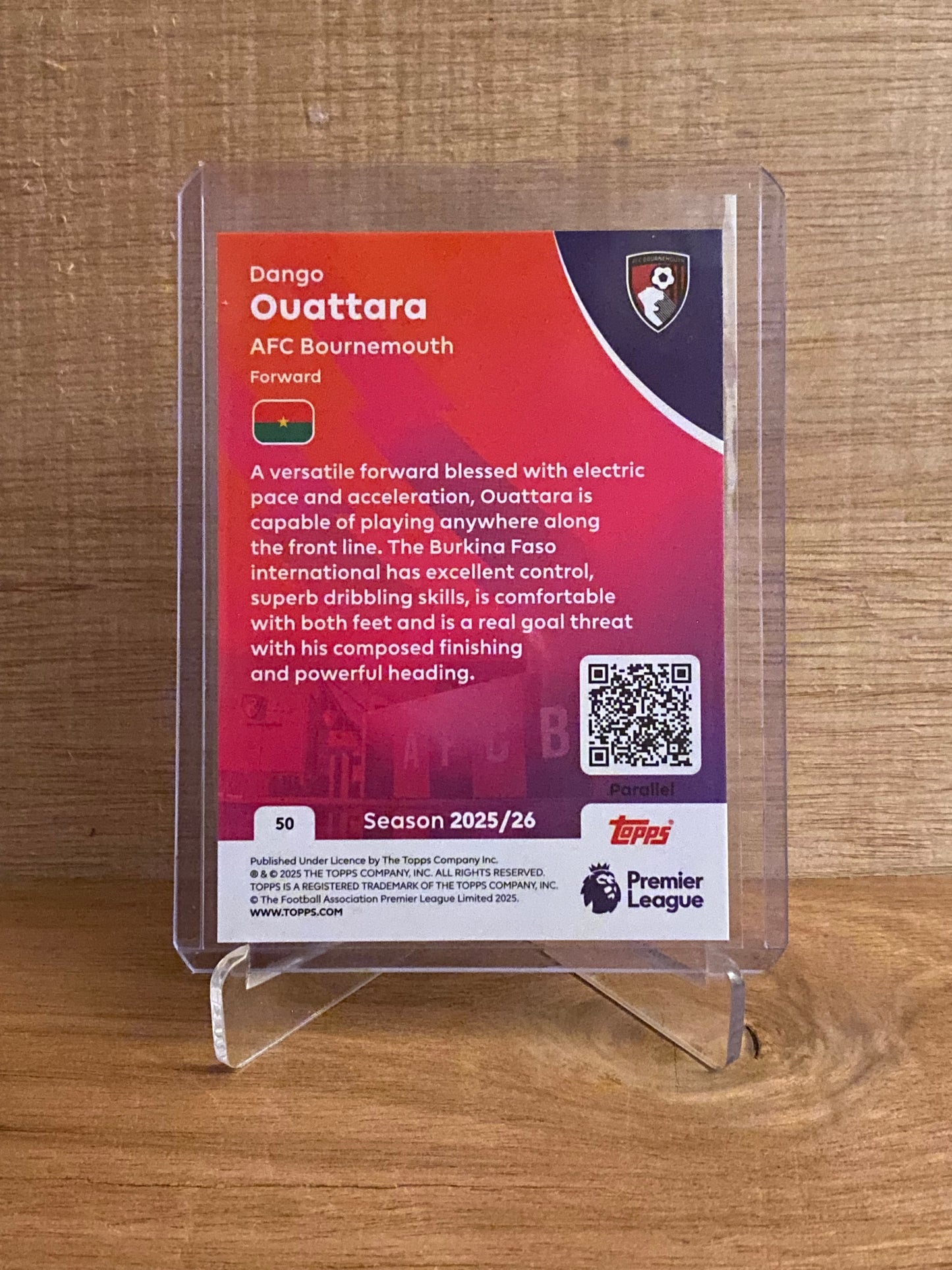 Fodbold kort Topps Premier League 2025/2026 - Bournemouth Green Parallel Dango Ouattara