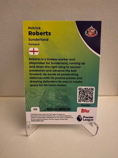 Fodbold kort Topps Premier League 2025/2026 - Blue Parallel Patrick Roberts - Pokedexet