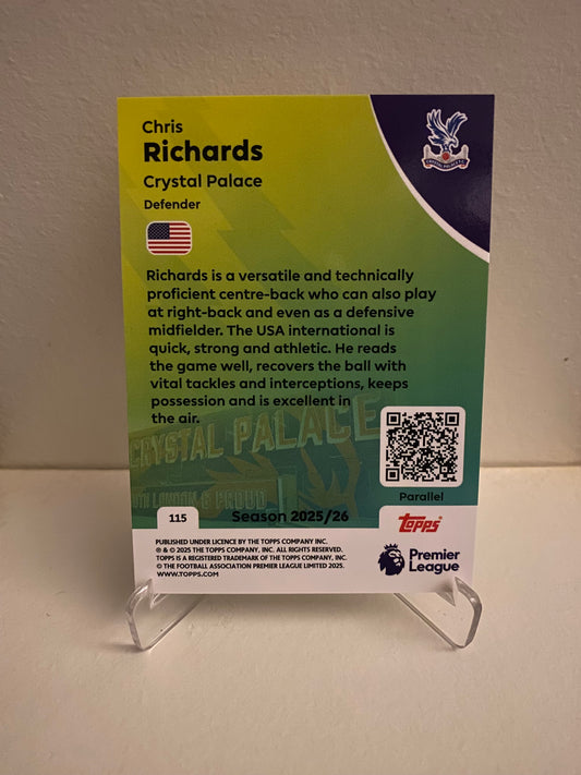 Fodbold kort Topps Premier League 2025/2026 - Yellow Parallel Chris Richards - Pokedexet