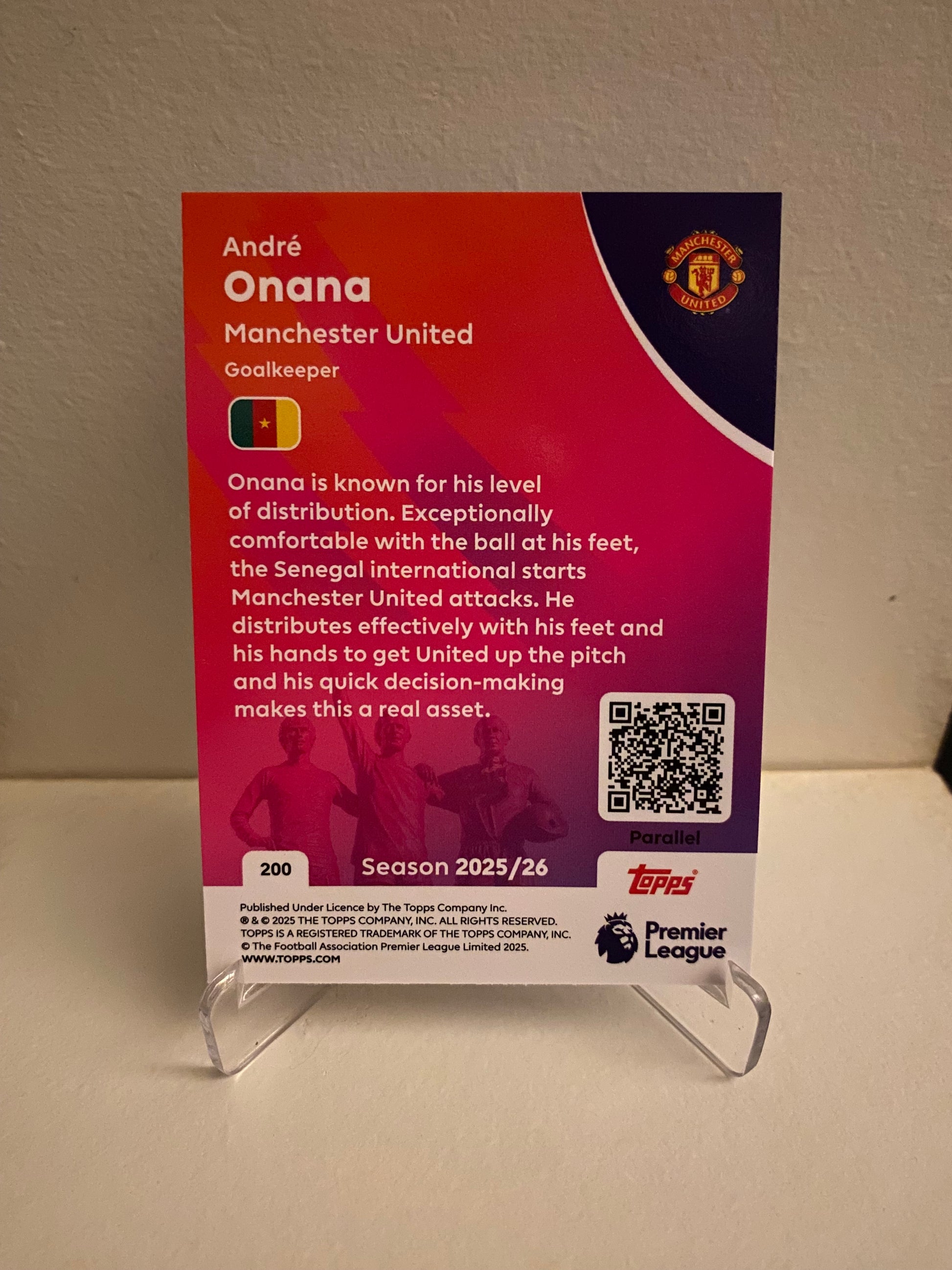 Fodbold kort Topps Premier League 2025/2026 - Blue Parallel Andre Onana - Pokedexet