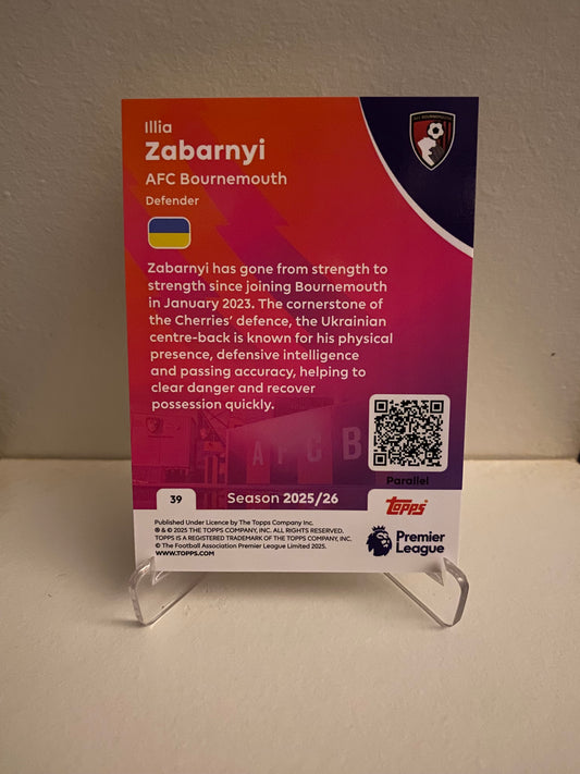 Fodbold kort Topps Premier League 2025/2026 - Yellow Parallel Illia Zabarnyi - Pokedexet