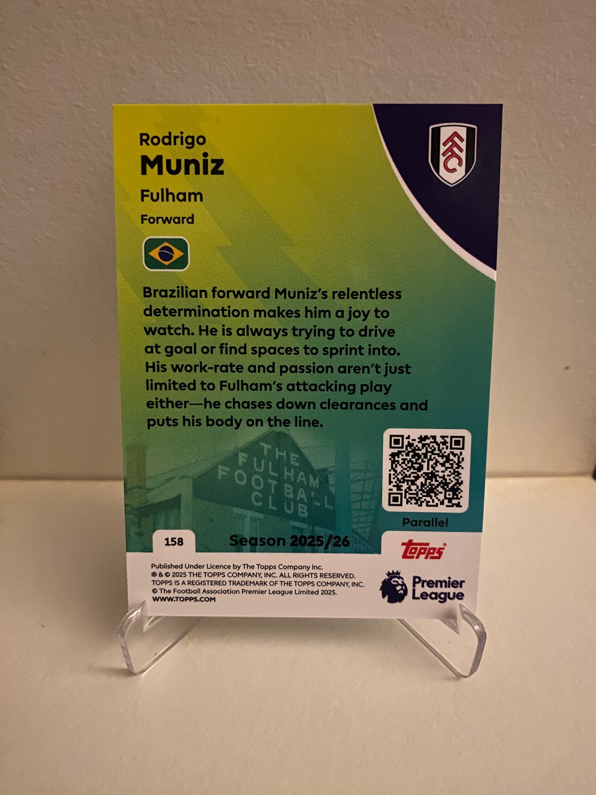 Fodbold kort Topps Premier League 2025/2026 - Blue Parallel Rodrigo Muniz - Pokedexet
