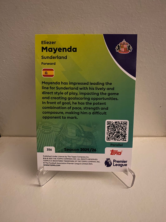 Fodbold kort Topps Premier League 2025/2026 - Yellow Parallel Eliezer Mayenda - Pokedexet