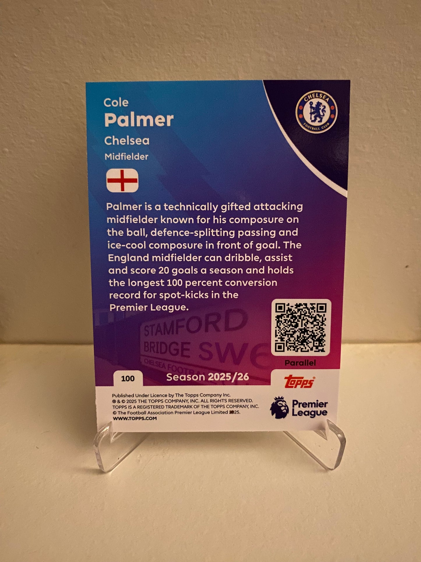 Fodbold kort Topps Premier League 2025/2026 - Yellow Parallel Cole Palmer - Pokedexet