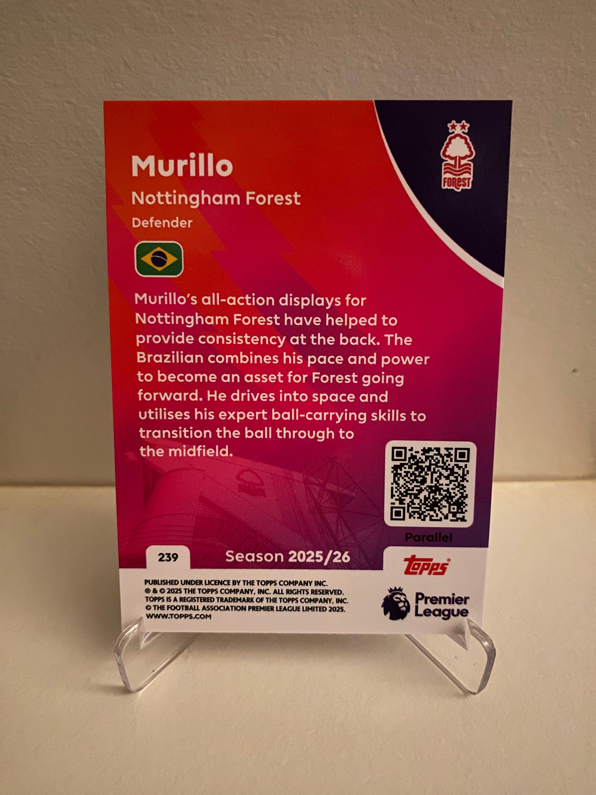 Fodbold kort Topps Premier League 2025/2026 - Blue Parallel Murillo - Pokedexet
