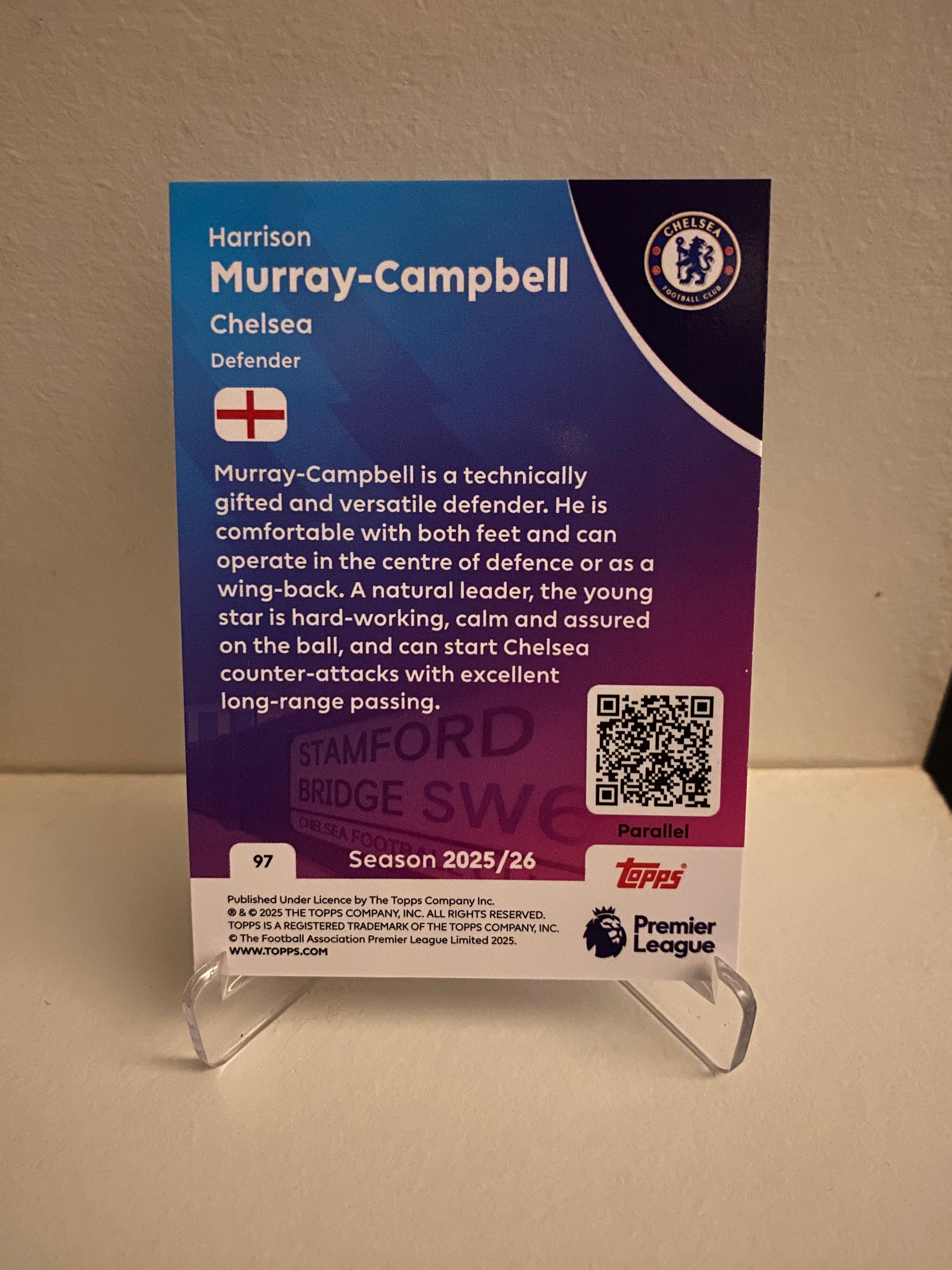 Fodbold kort Topps Premier League 2025/2026 - Blue Parallel Harrison Murray-Campbell - Pokedexet