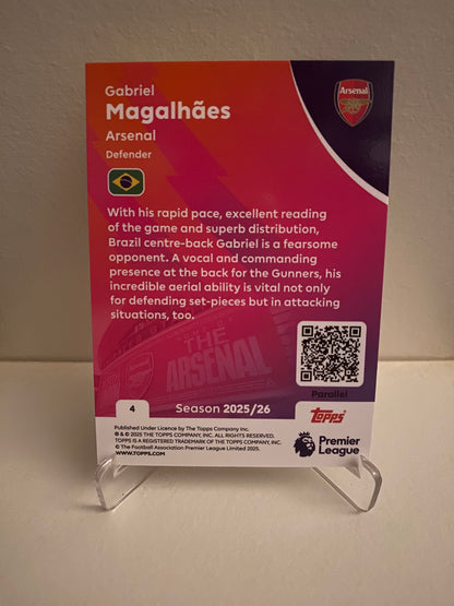 Fodbold kort Topps Premier League 2025/2026 - Yellow Parallel Gabriel Magalhaes 92/299 - Pokedexet