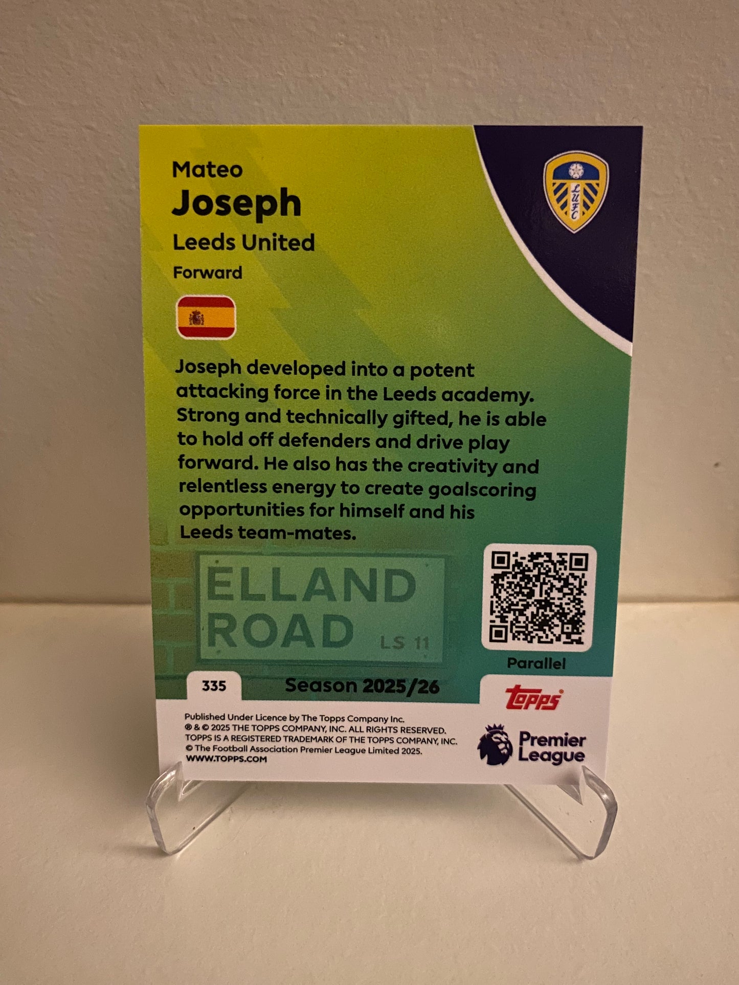 Fodbold kort Topps Premier League 2025/2026 - Blue Parallel Mateo Joseph - Pokedexet