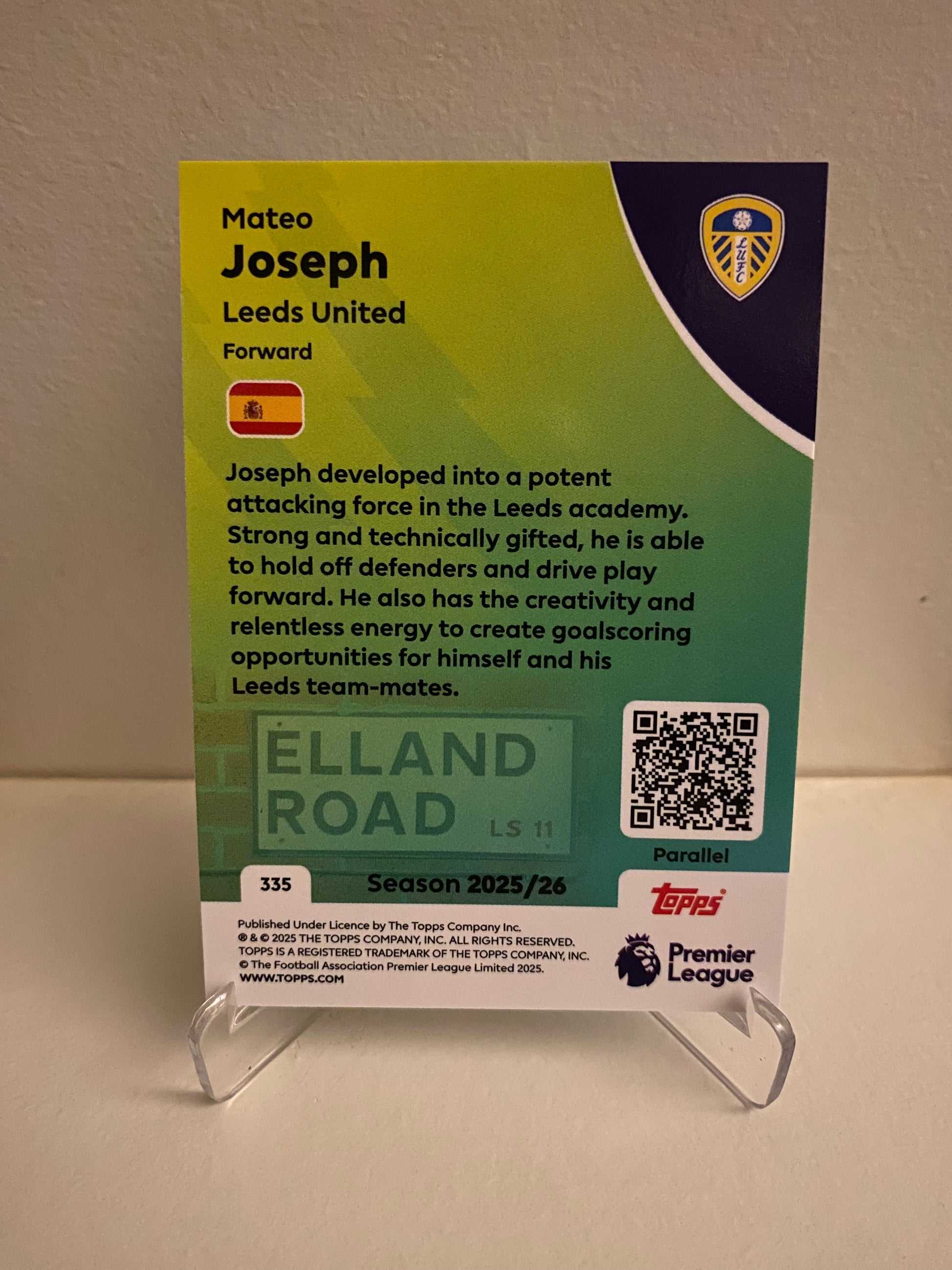 Fodbold kort Topps Premier League 2025/2026 - Blue Parallel Mateo Joseph - Pokedexet