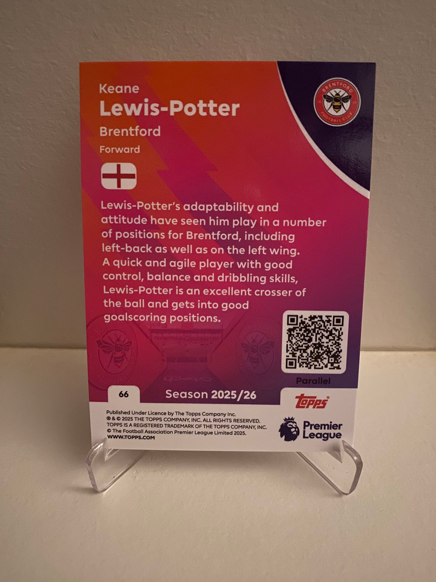 Topps Premier League 2025/2026 - Pink Parallel Keane Lewis-Potter 206/399