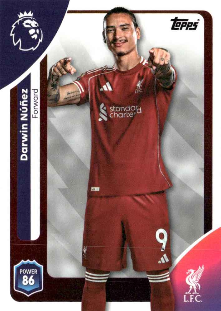 Fodbold kort Topps Premier League 2025/2026 - Liverpool Darwin Nunez