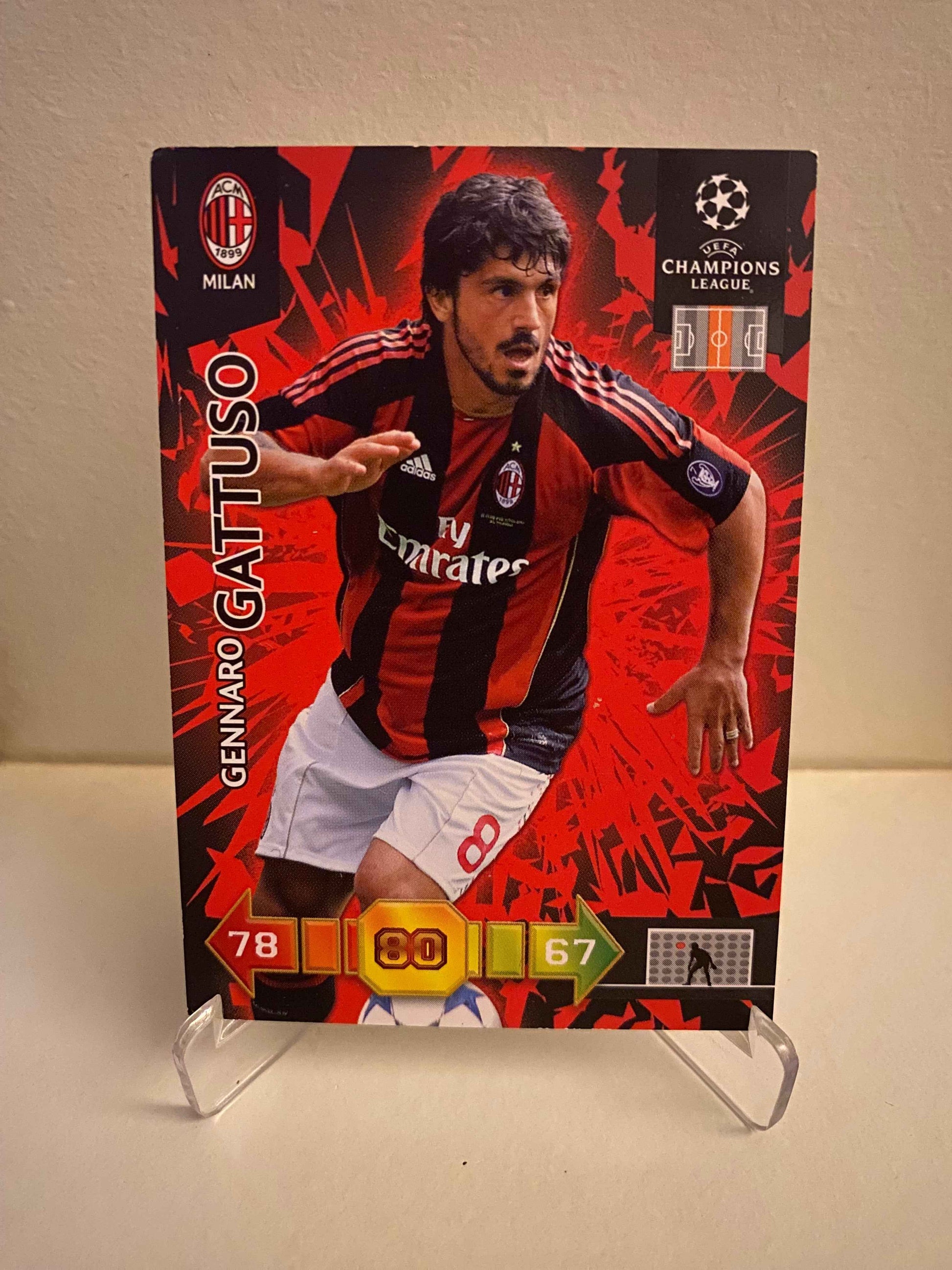 Fodbold kort Panini Adrenalyn XL UEFA Champions League 2010-2011 - AC Milan Gennard Gattuso - Pokedexet