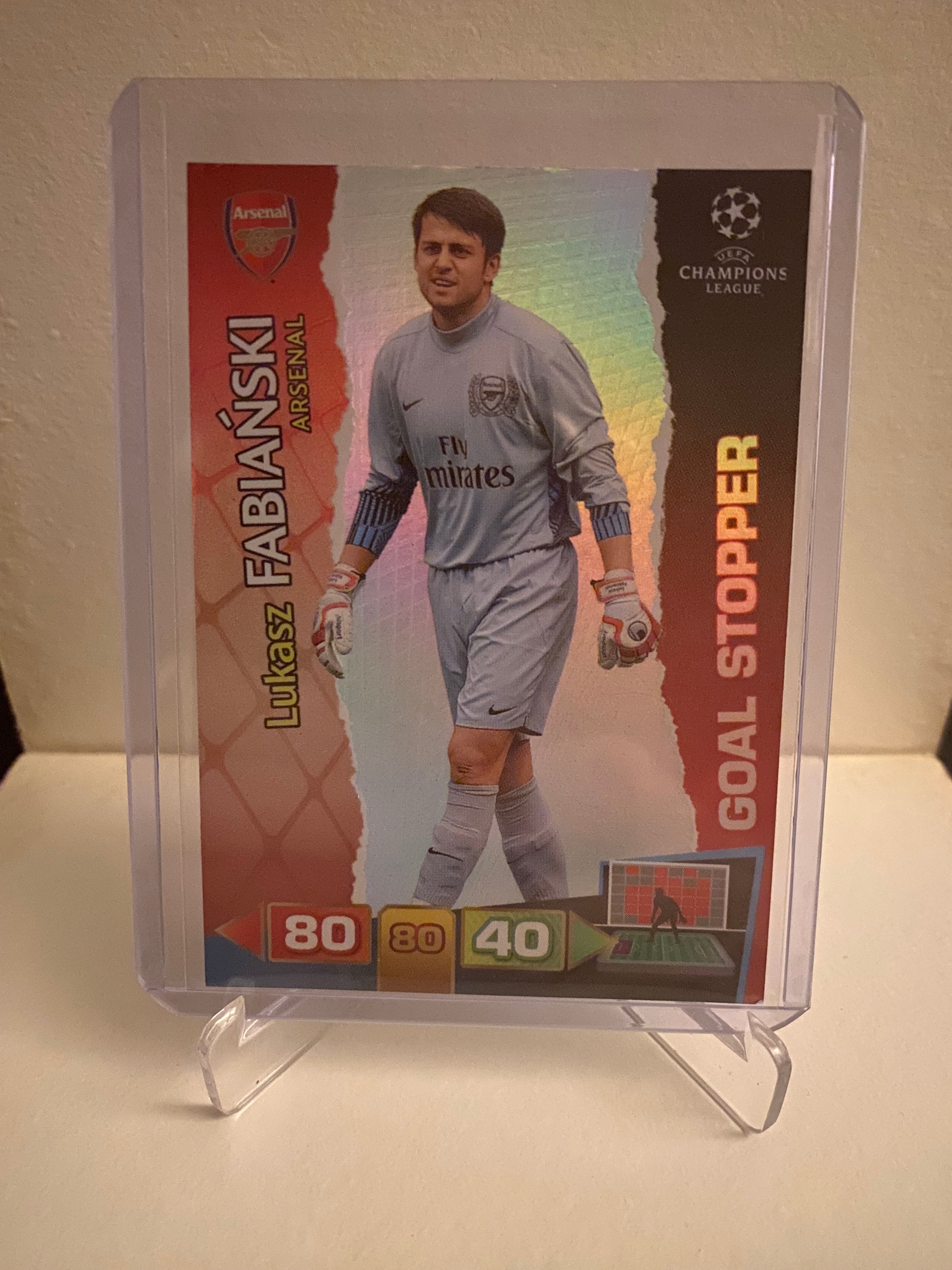 Fodbold kort Panini Adrenalyn XL UEFA Champions League 2011/2012 - Arsenal Luksz Fabianski Holofoil - Pokedexet