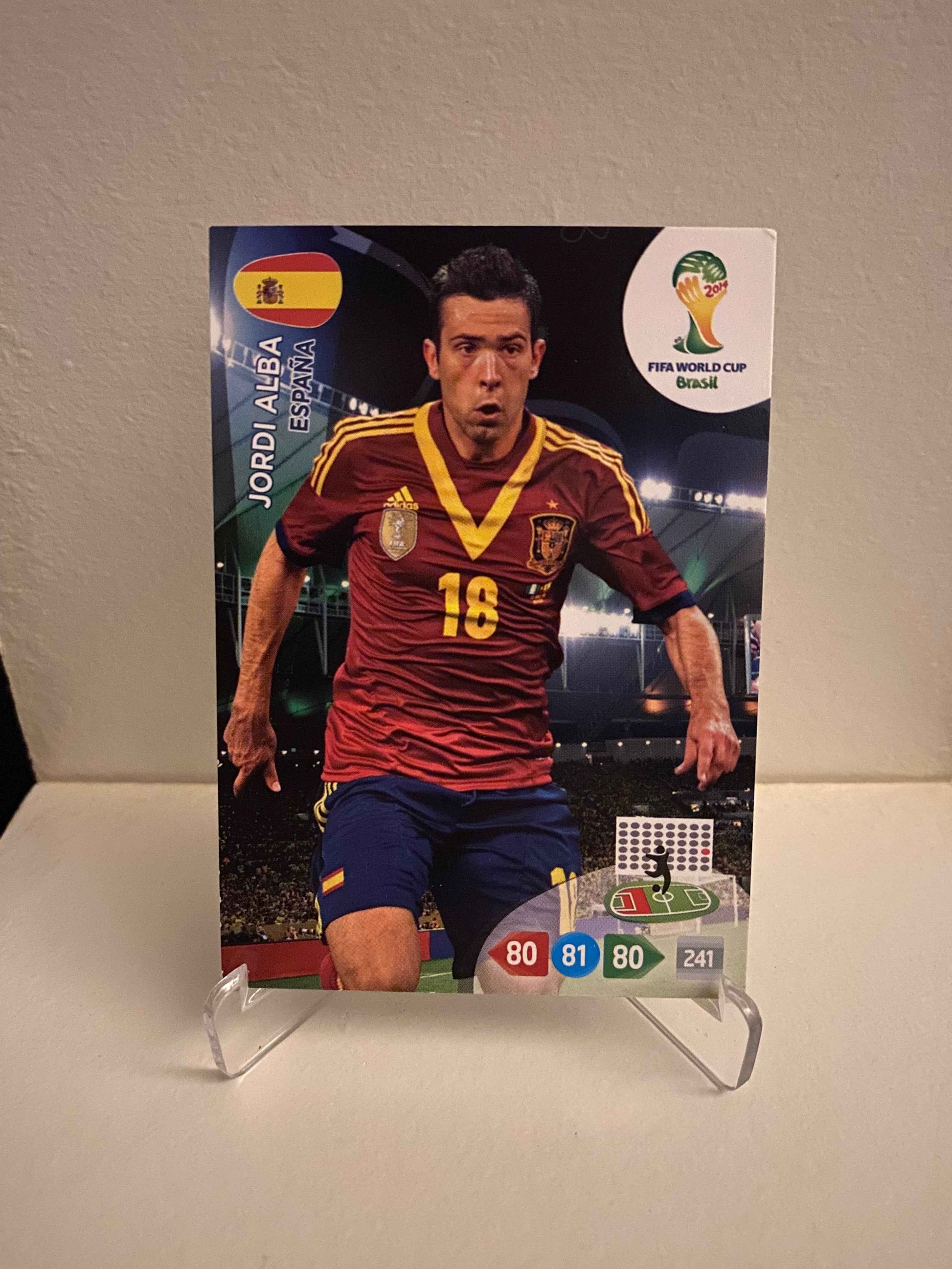 Fodbold kort Panini Adrenalyn XL World Cup 2014 - Spanien Jordi Alba - Pokedexet