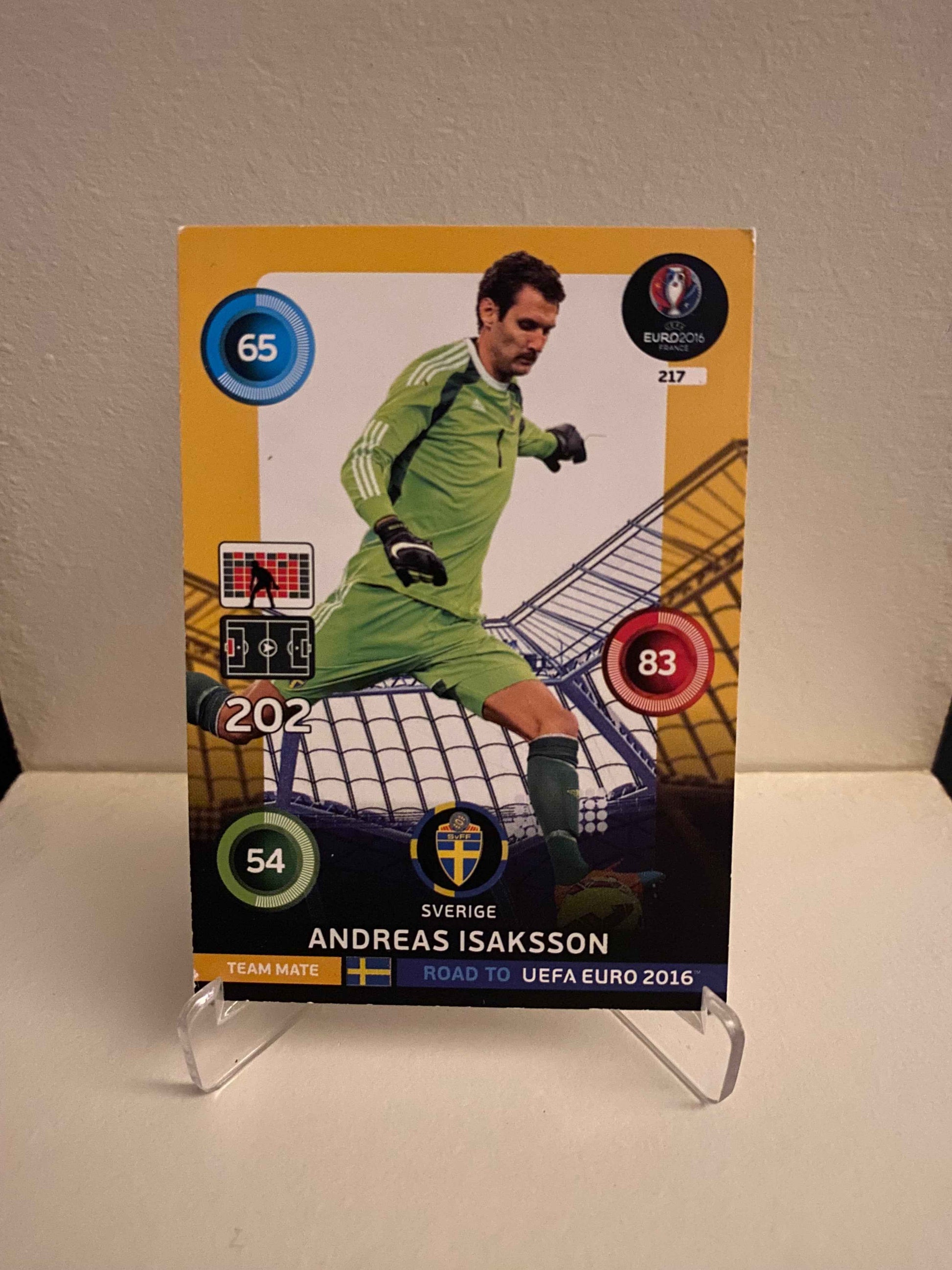 Fodbold kort Panini Road To UEFA EURO 2016 - Sverige Andreas Isaksson - Pokedexet