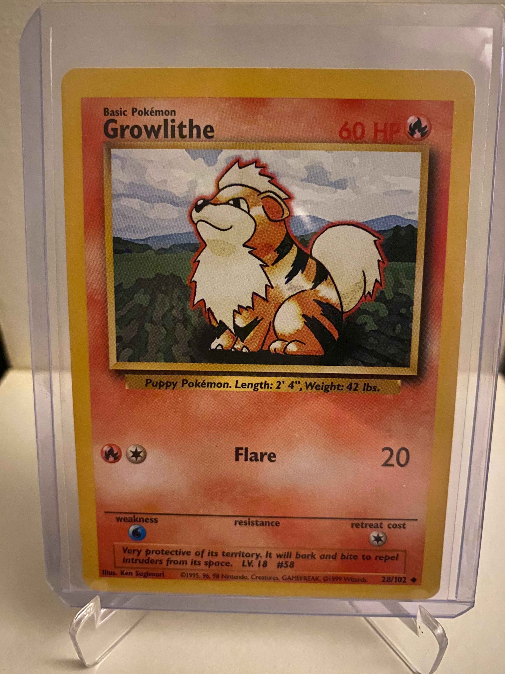 Pokemon kort Base Set - Growlithe (28/102) - Pokedexet