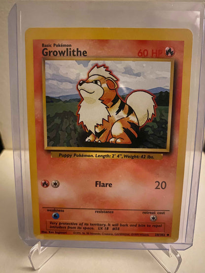 Pokemon kort Base Set - Growlithe (28/102) - Pokedexet