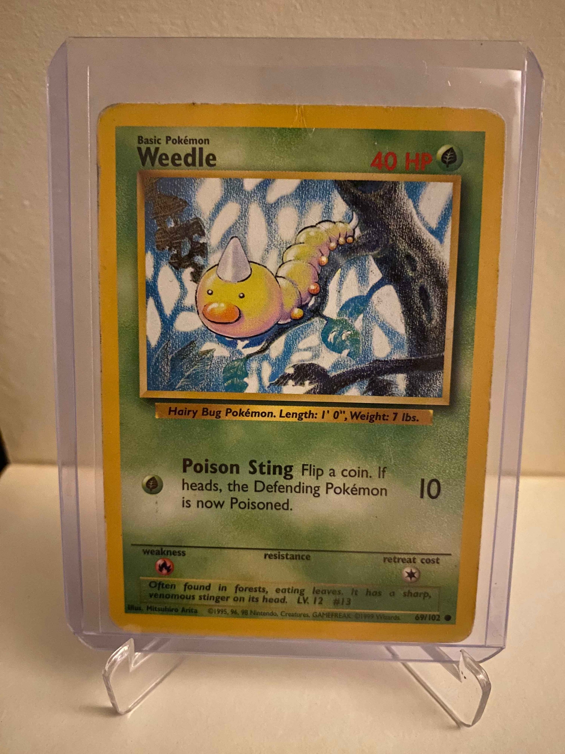 Pokemon kort Base Set - Weedle (69/102) - Pokedexet