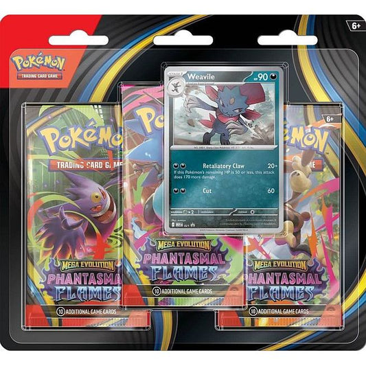 Pokemon Mega Evolution Phantasmal Flames (Weavile) 3-Pakke Blister