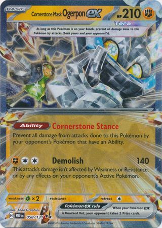 Pokemon Scarlet & Violet Prismatic Evolutions Cornerstone Mask Ogerpon ex (58/131)