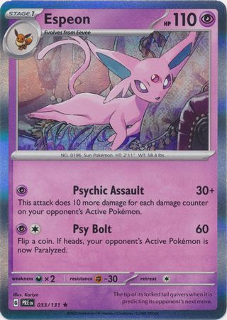 Pokemon kort Scarlet & Violet Prismatic Evolutions - Espeon Holofoil (33/131) - Pokedexet