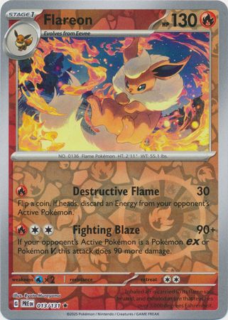 Pokemon Scarlet & Violet Prismatic Evolutions Flareon Reverse Holofoil (13/131)