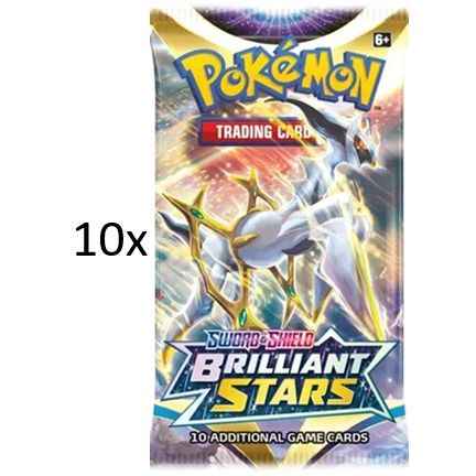 10x Pokemon Booster Packs - Sword & Shield Brilliant Stars - Pokedexet