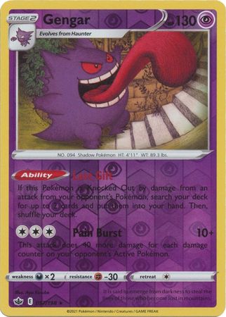 Pokemon kort Sword & Shield Chilling Reign - Gengar Reverse Holofoil (57/198) - Pokedexet