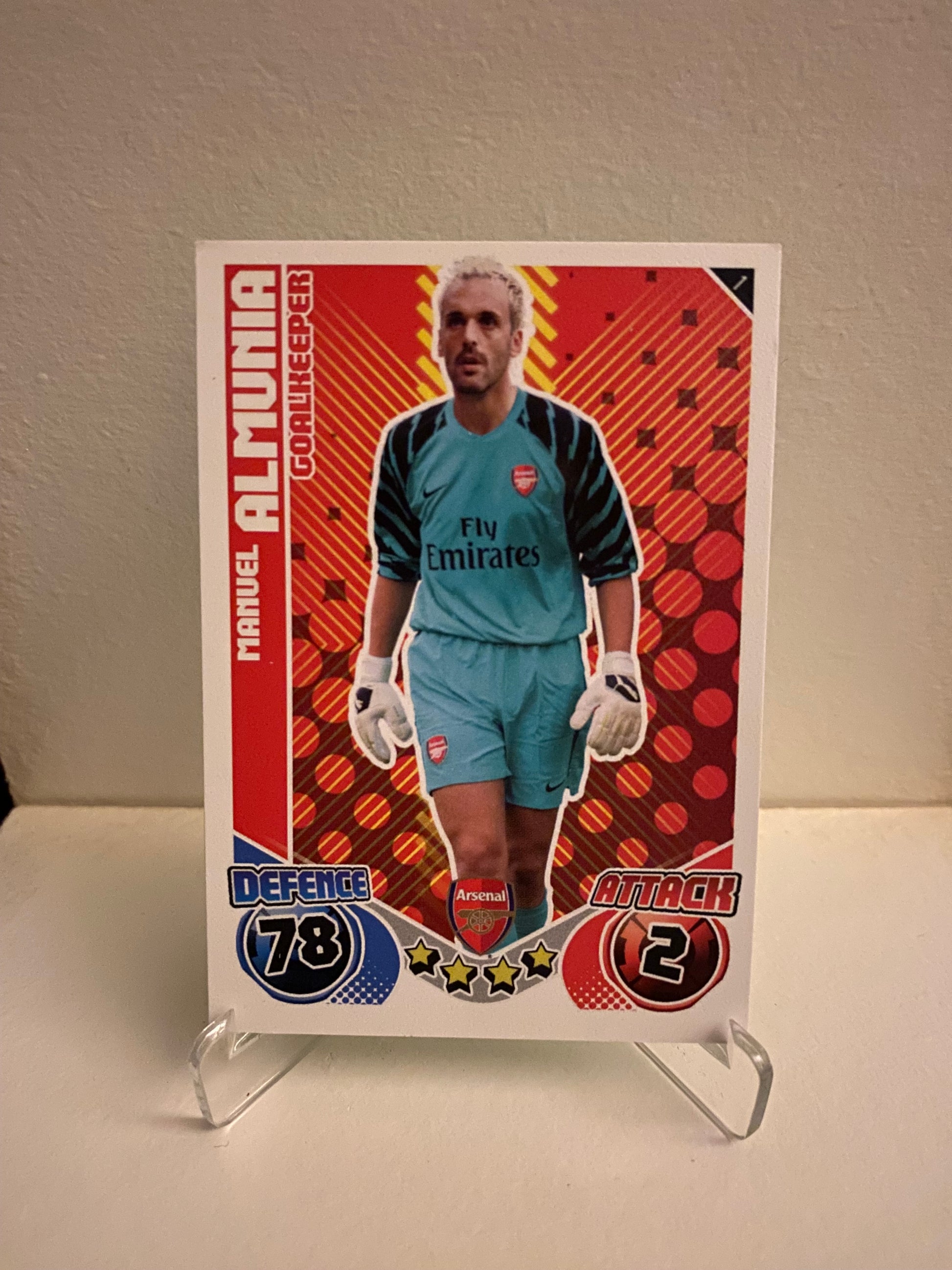 Fodbold kort Topps Match Attax Premier League 2010/2011 - Arsenal Manuel Almunia - Pokedexet