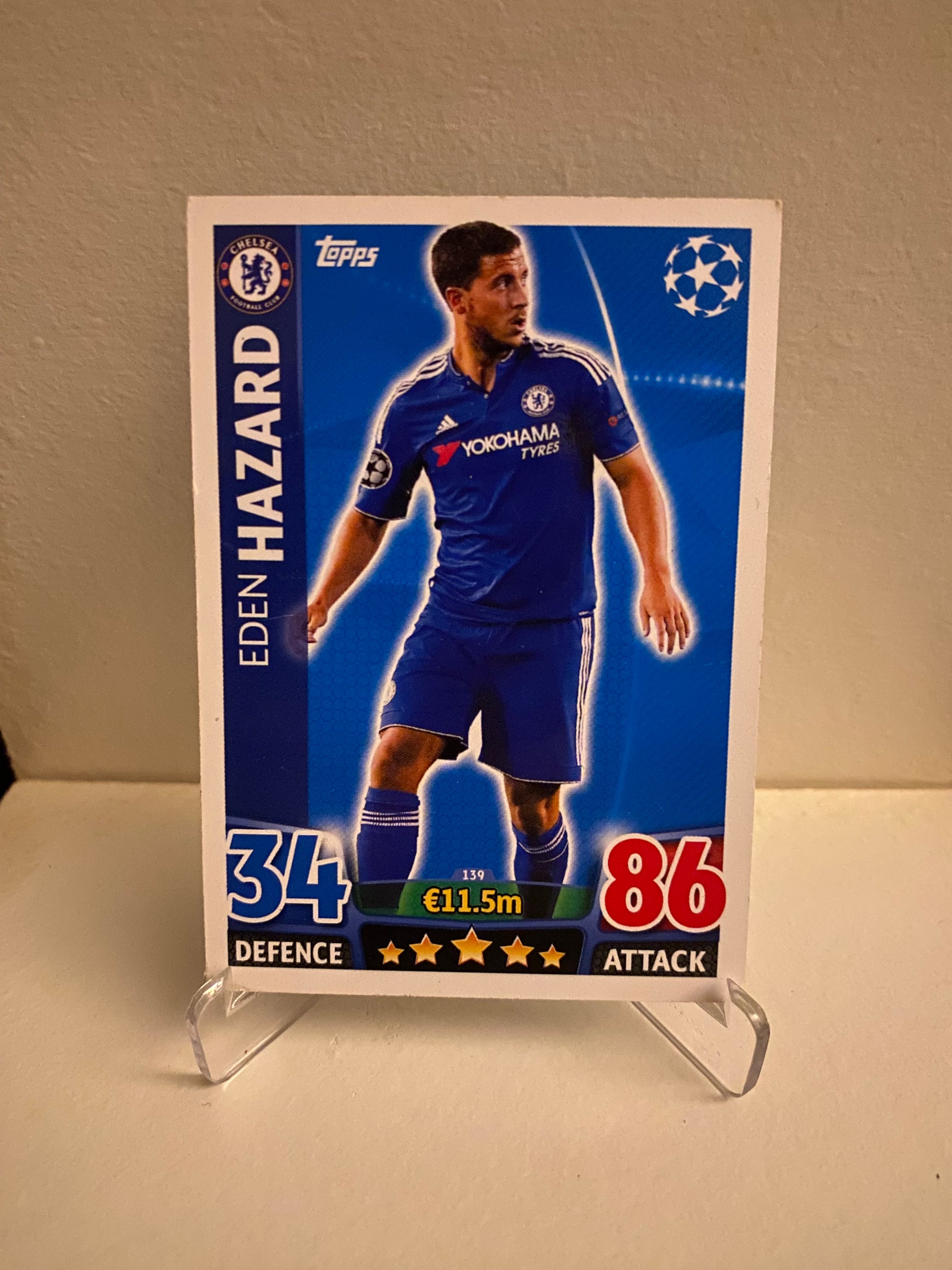 Fodbold kort Topps Match Attax UEFA Champions League 2015/2016 - Chelsea Eden Hazard - Pokedexet