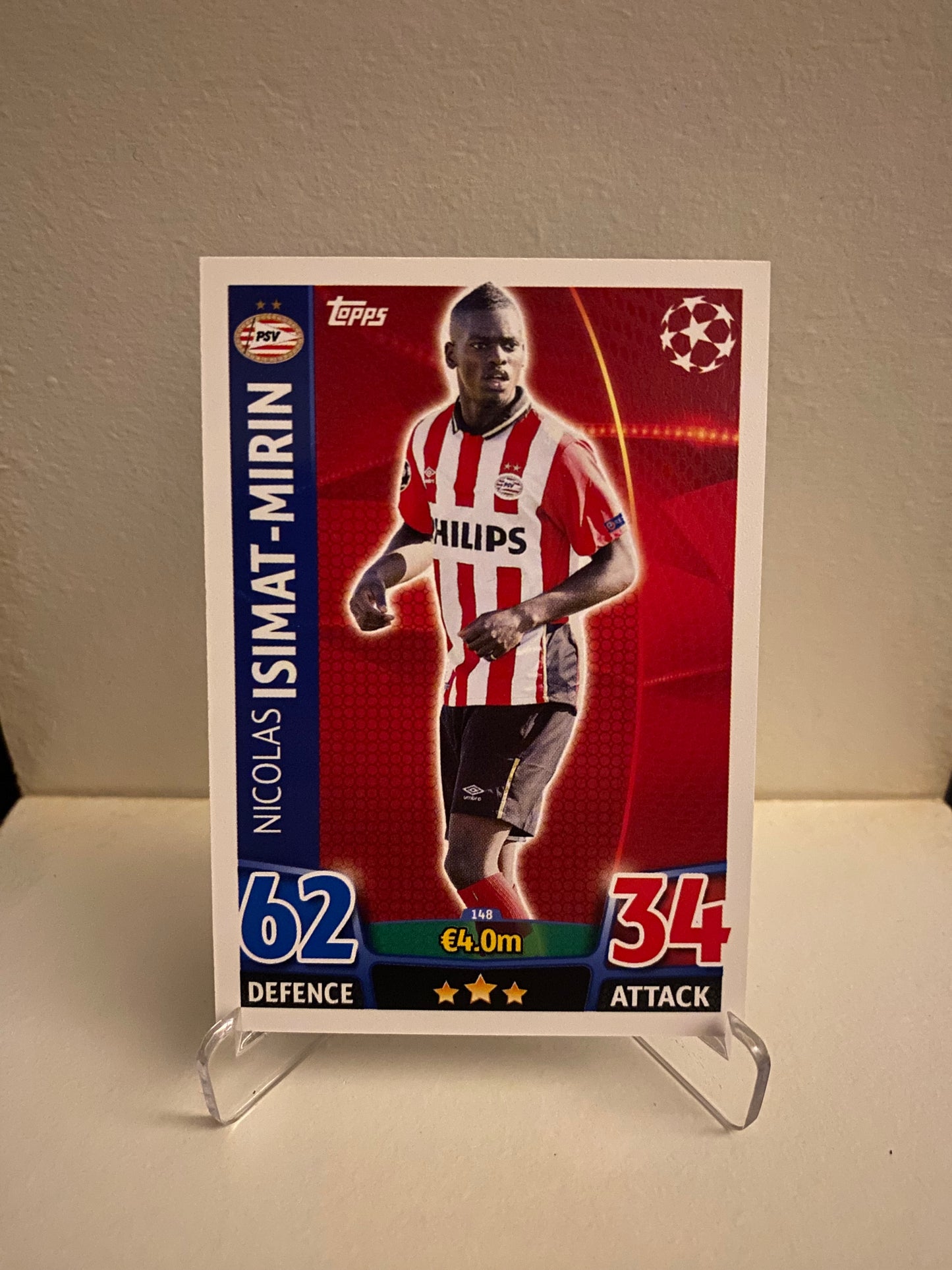 Fodbold kort Topps Match Attax UEFA Champions League 2015/2016 - PSV Eindhoven Nicolas Isimat-Mirin - Pokedexet
