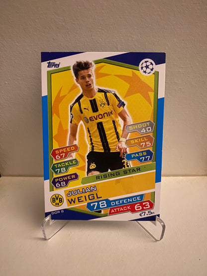 Fodbold kort Topps Match Attax UEFA Champions League 2016/2017 - Borussia Dortmund Julian Weigl - Pokedexet