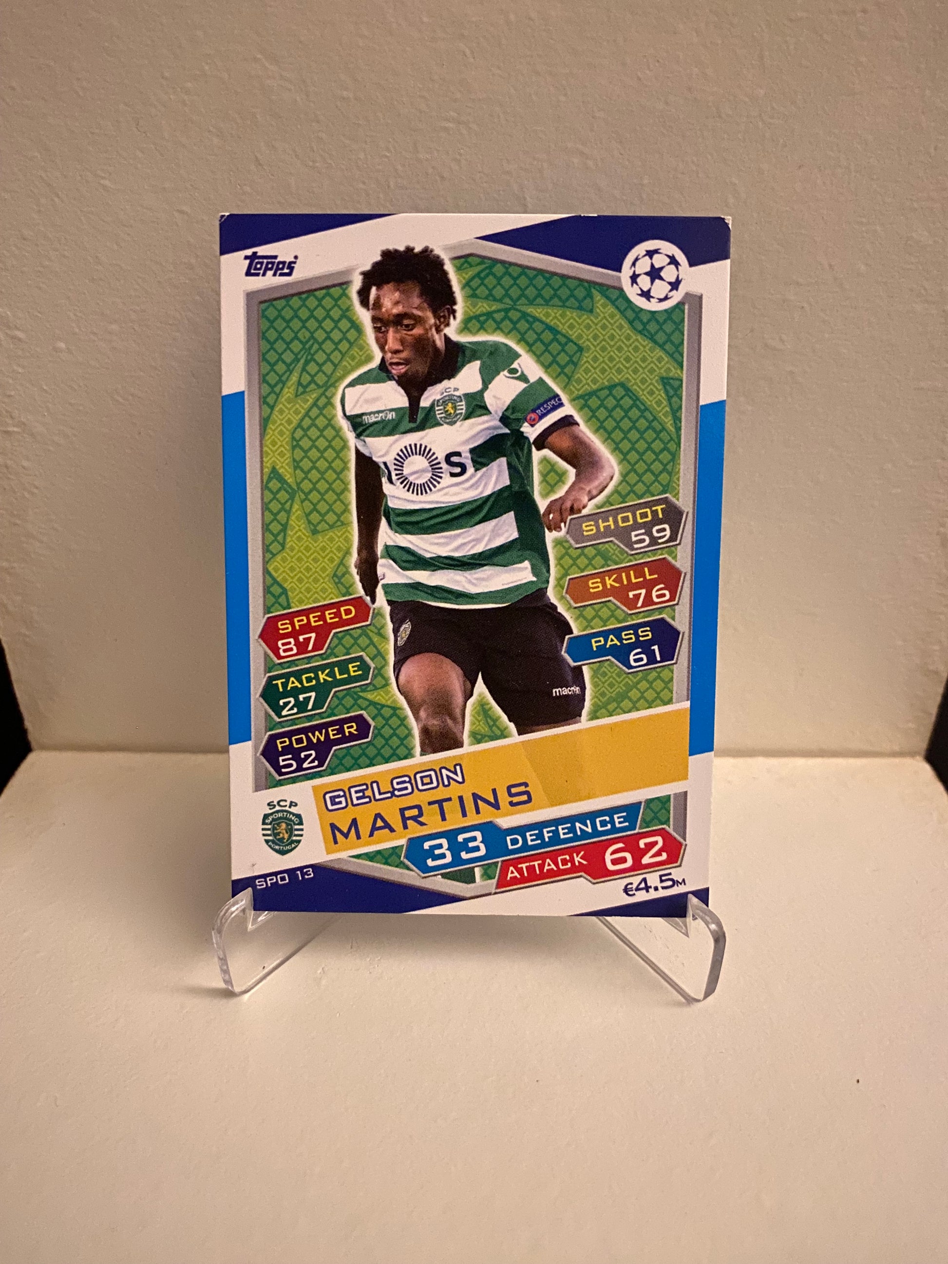 Fodbold kort Topps Match Attax UEFA Champions League 2016/2017 - Sporting Gelson Martins - Pokedexet