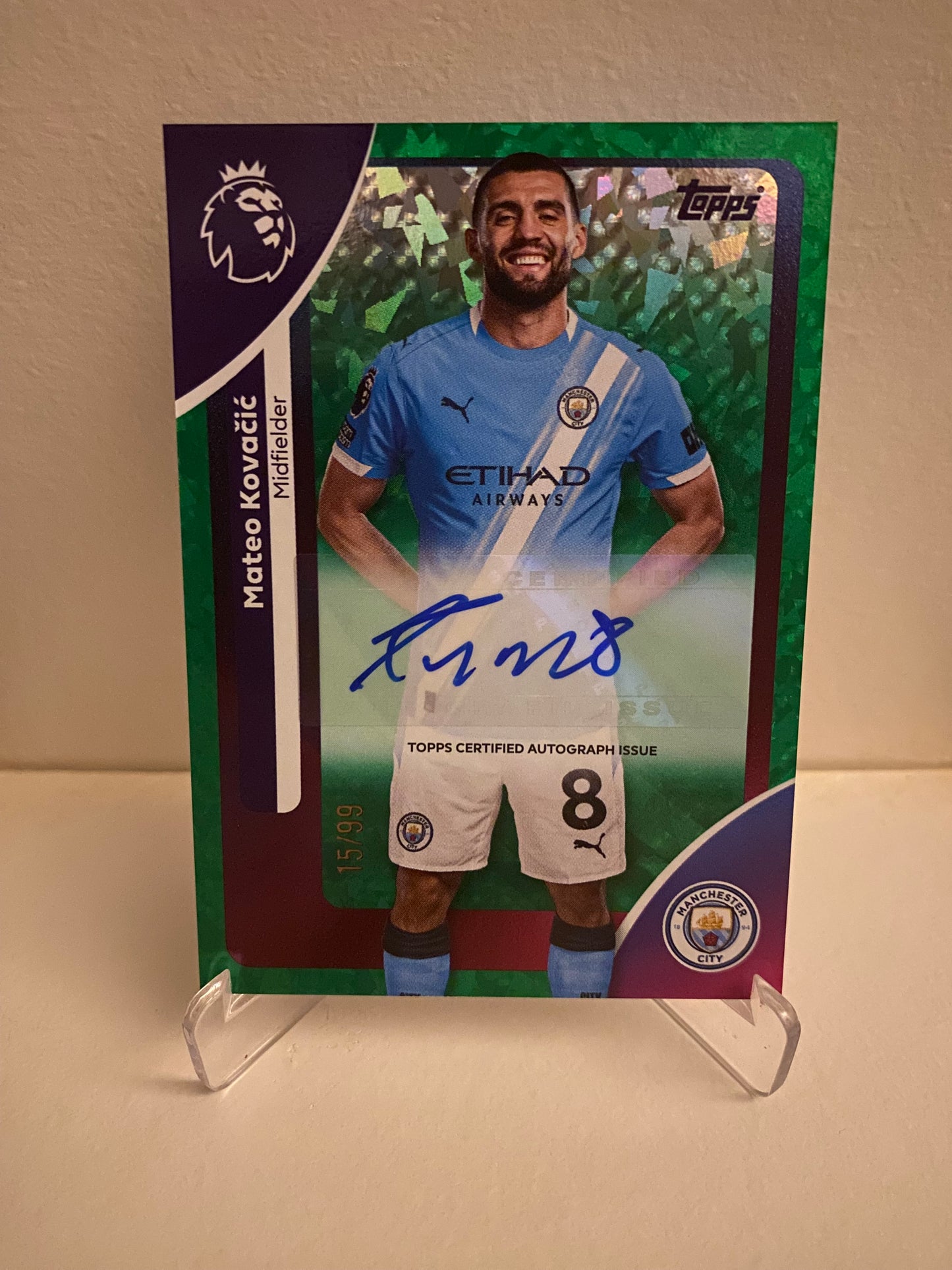 Fodbold kort Topps Premier League 2025/2026 - Green Parallel Autograph Mateo Kovacic 15/99 - Pokedexet