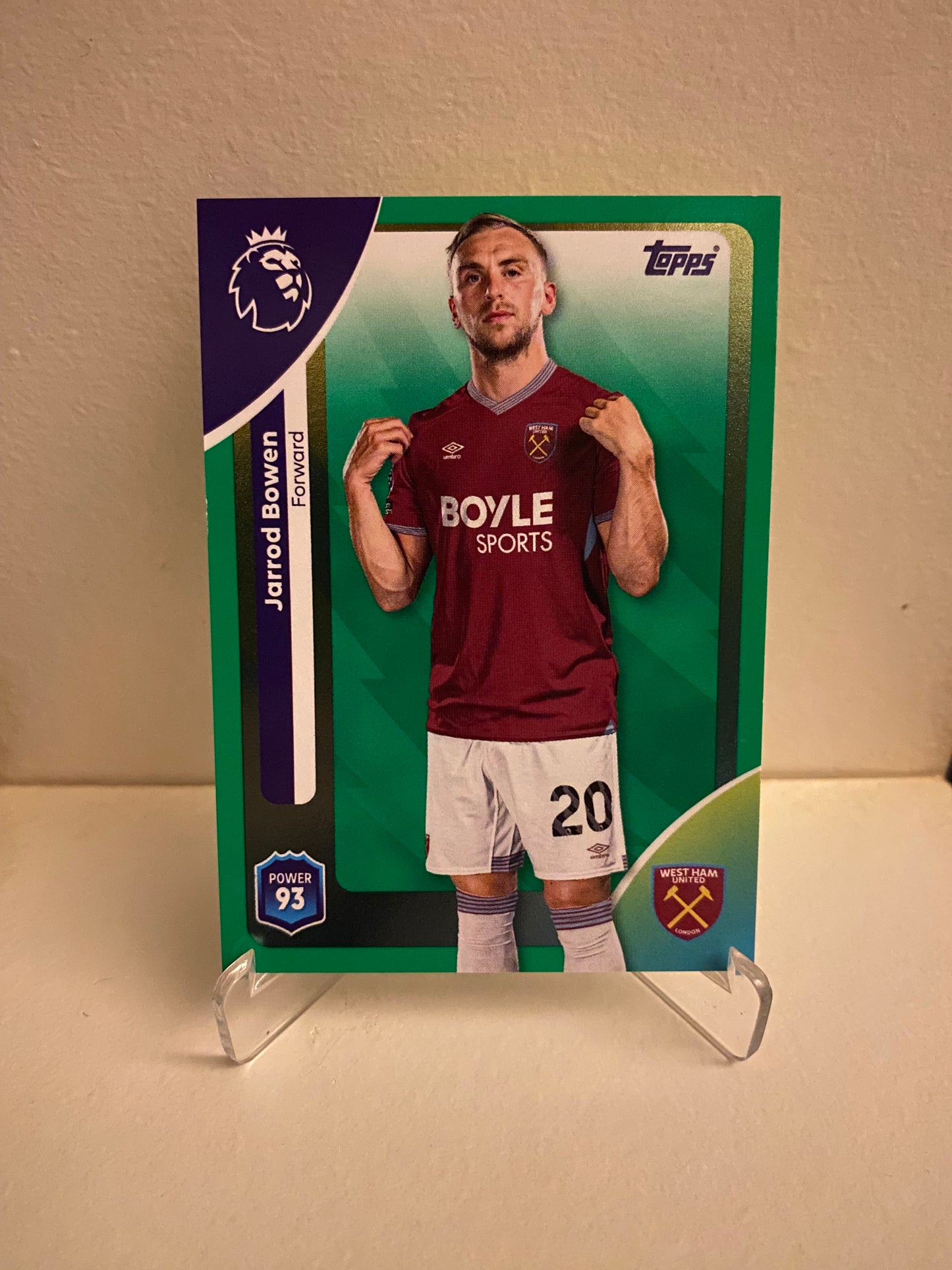 Fodbold kort Topps Premier League 2025/2026 - Green Parallel Jarrod Bowen - Pokedexet
