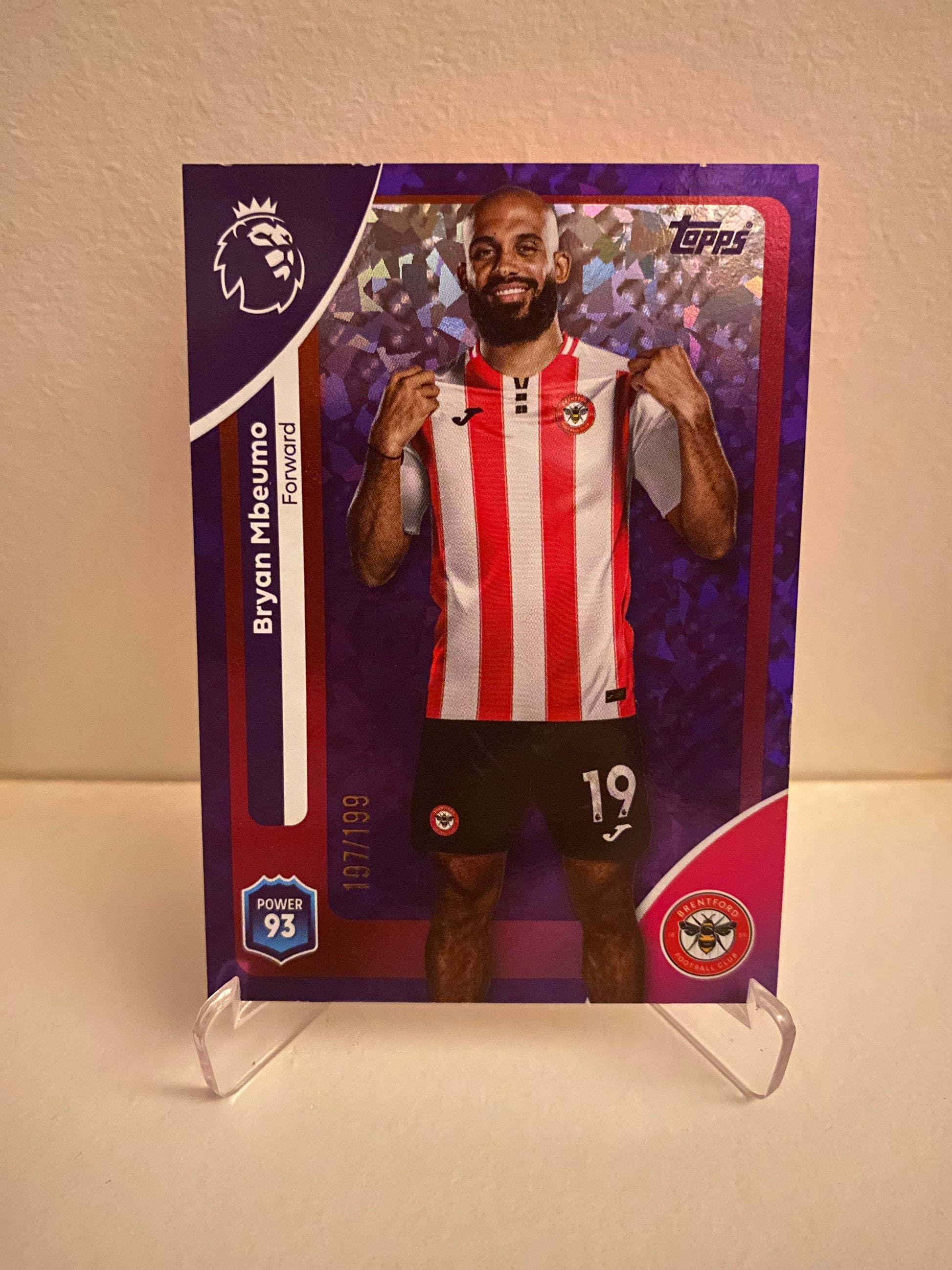 Fodbold kort Topps Premier League 2025/2026 - Purple Parallel Bryan Mbeumo 197/199 - Pokedexet